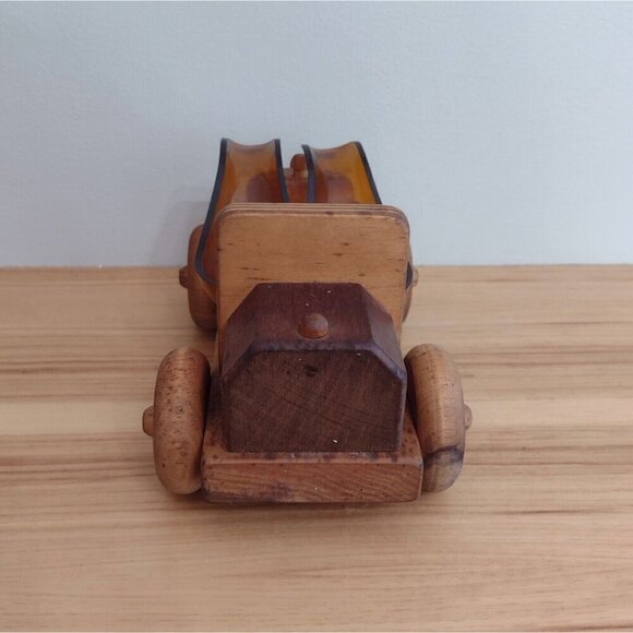 Vintage mid Century S&T Wood Crafts Wooden Car 2 Glass P*pe Rest Holder Rack - Picture 2 of 10